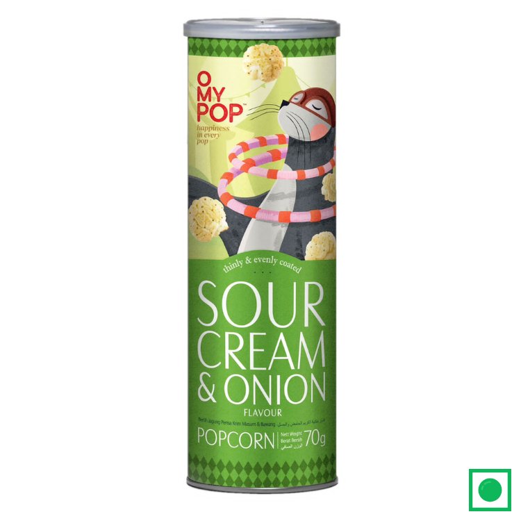 OMYPOP SOUR CREAM & ONION POPCORN, 70G (IMPORTED) - Remkart