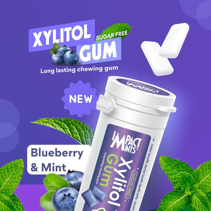 Impact Mints Xylitol Gum - Blueberry & Mint Flavour (Imported)