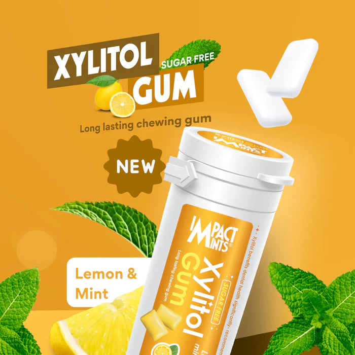 Impact Mints Xylitol Gum - Lemon & Mint Flavour (Imported)