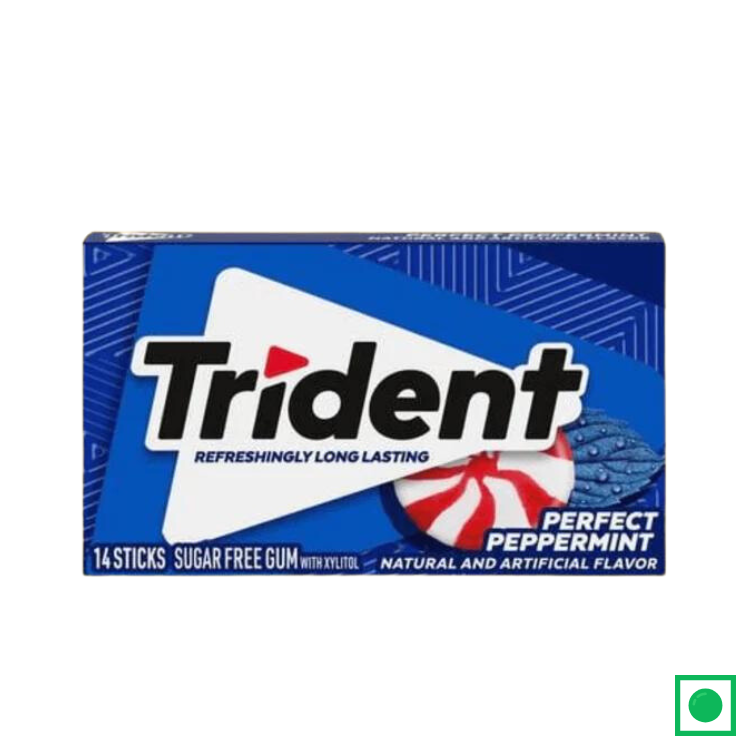 TRIDENT PERFECT PEPPERMINT SUGAR FREE GUM, 14 PIECES (IMPORTED)
