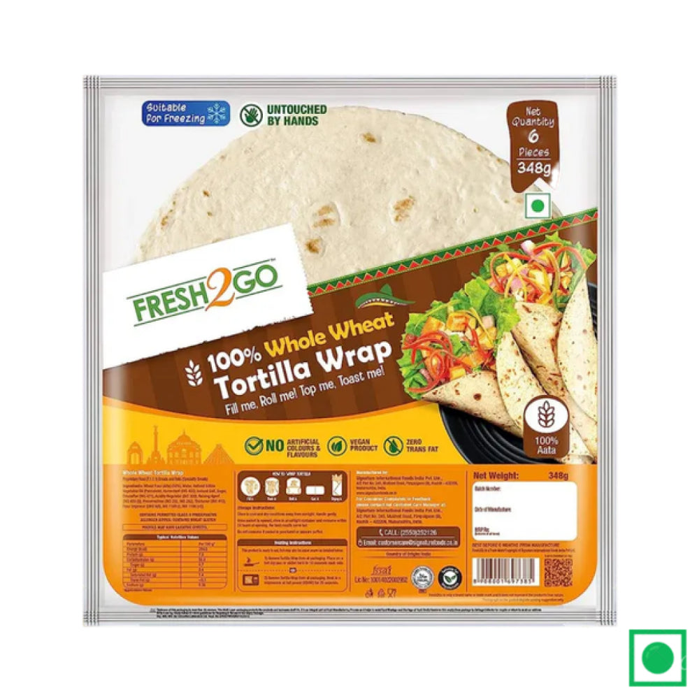 Fresh 2 Go 100% Whole Wheat Tortilla Wrap, 348g