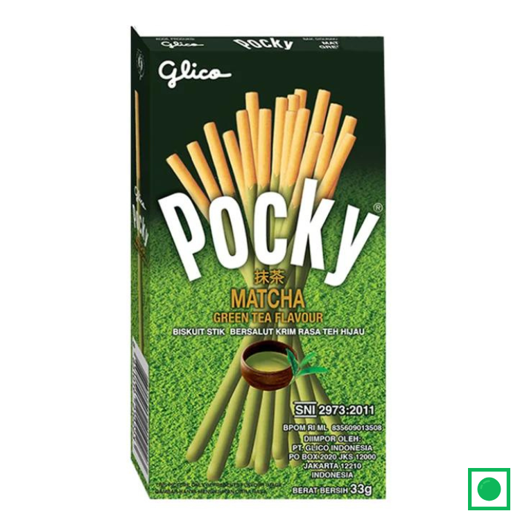 Pocky Matcha Green Tea Cream Covered Biscuit Sticks, 33g (IMPORTED)