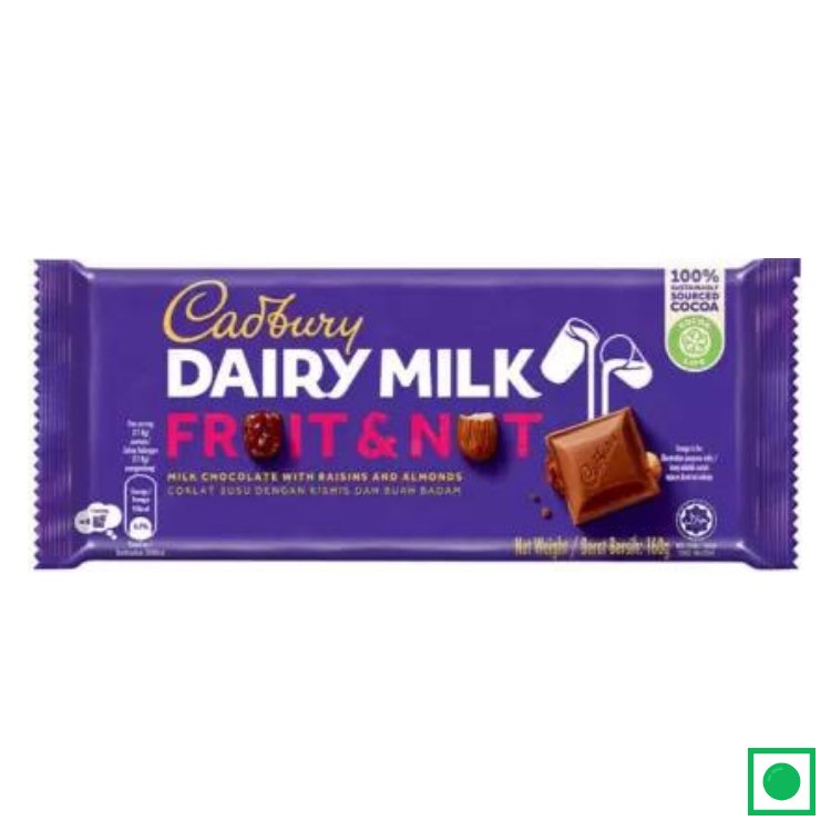 Cadbury Dairy Milk Fruit & Nut Chocolate Bar, 160g (IMPORTED) - Remkart