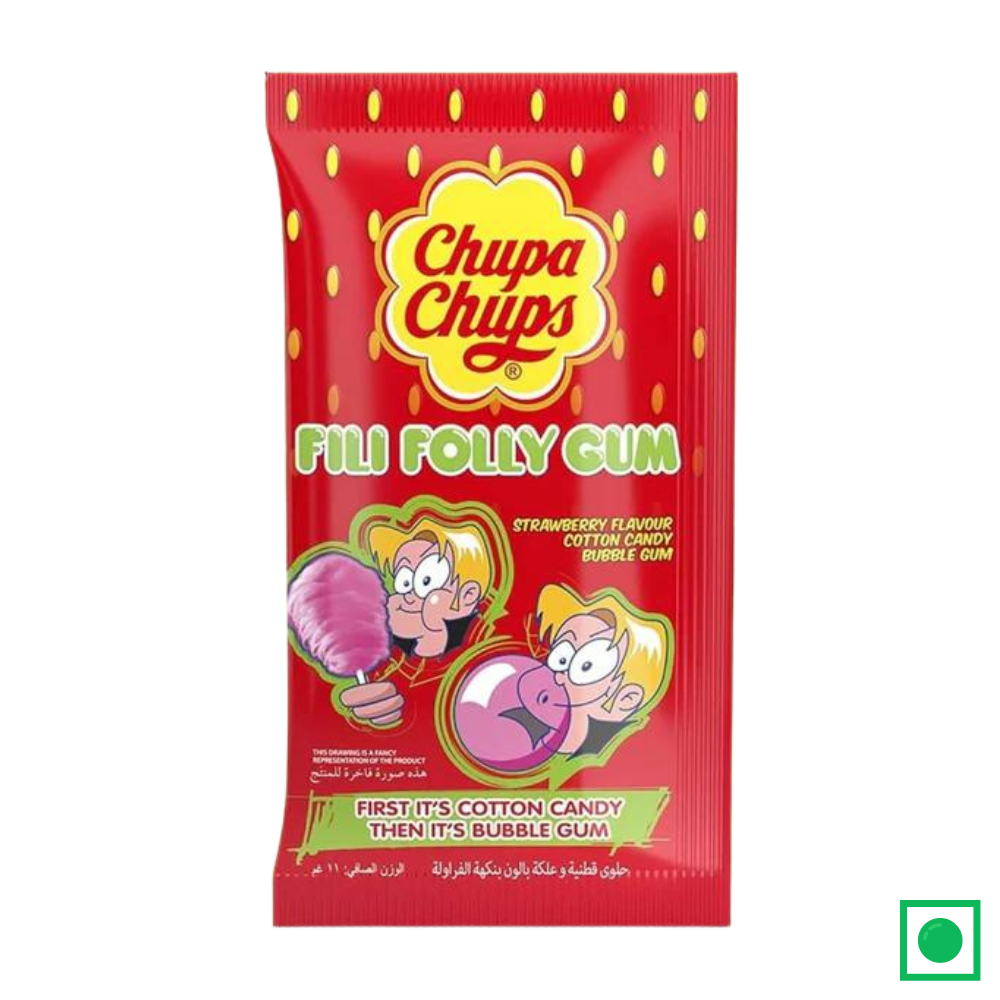 Chupa Chups Fili Folly Strawberry Cotton Candy Gum, 11g (Imported)