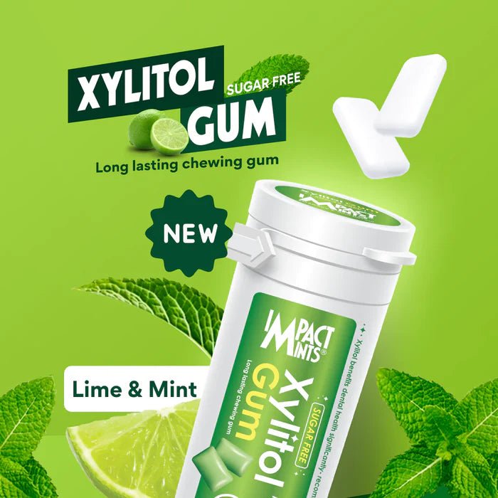 Impact Mints Xylitol Gum - Lime & Mint Flavour (Imported) - Remkart