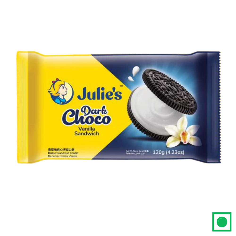 Julie's Dark Choco Vanilla Sandwich, 120g (Imported)