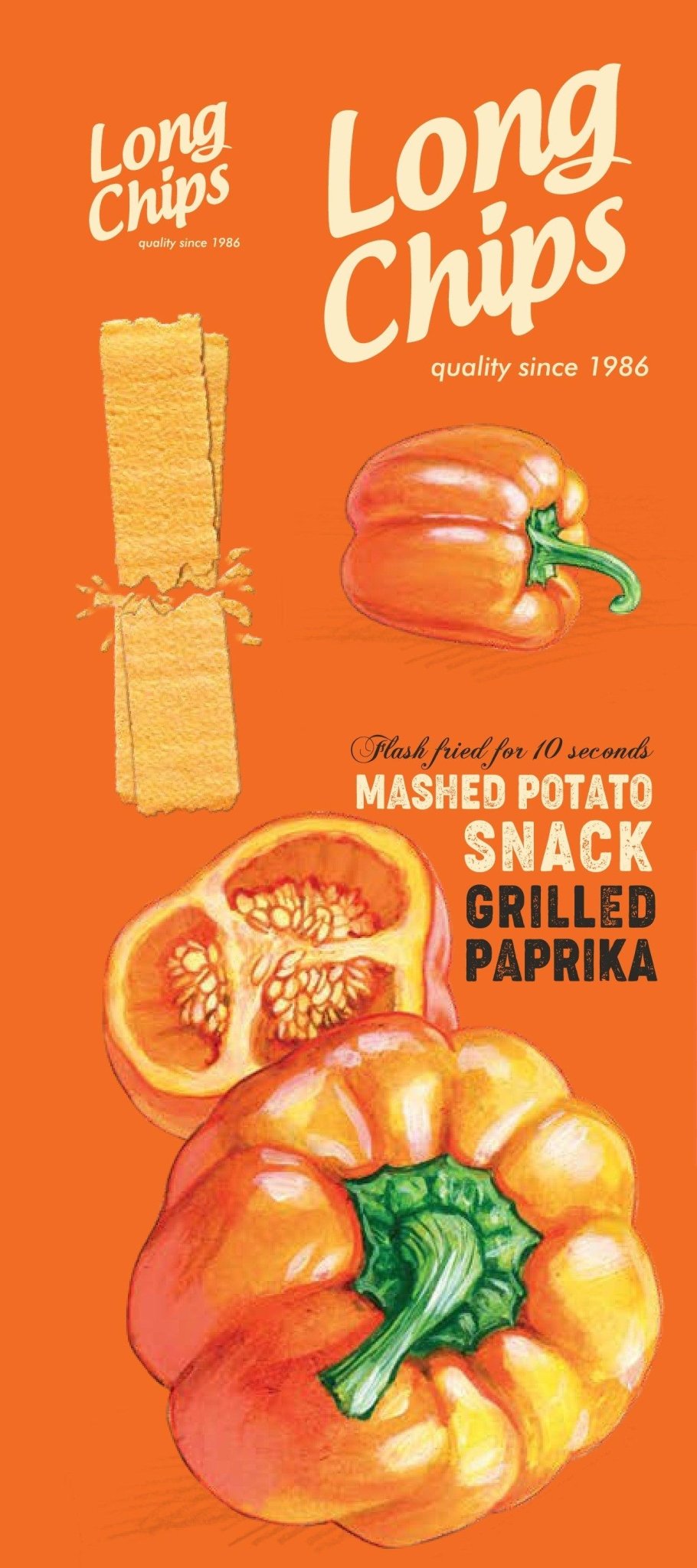 Long Chips Mashed Potato Snack Grilled Paprika Flavoured, 75g (Imported) - Remkart