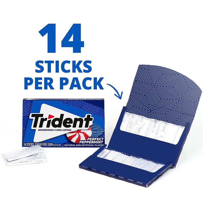 TRIDENT PERFECT PEPPERMINT SUGAR FREE GUM, 14 PIECES (IMPORTED) - Remkart