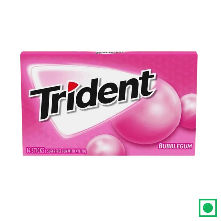 TRIDENT SUGAR FREE CHEWING GUM BUBBLEGUM, 14 STICKS (IMPORTED) - Remkart