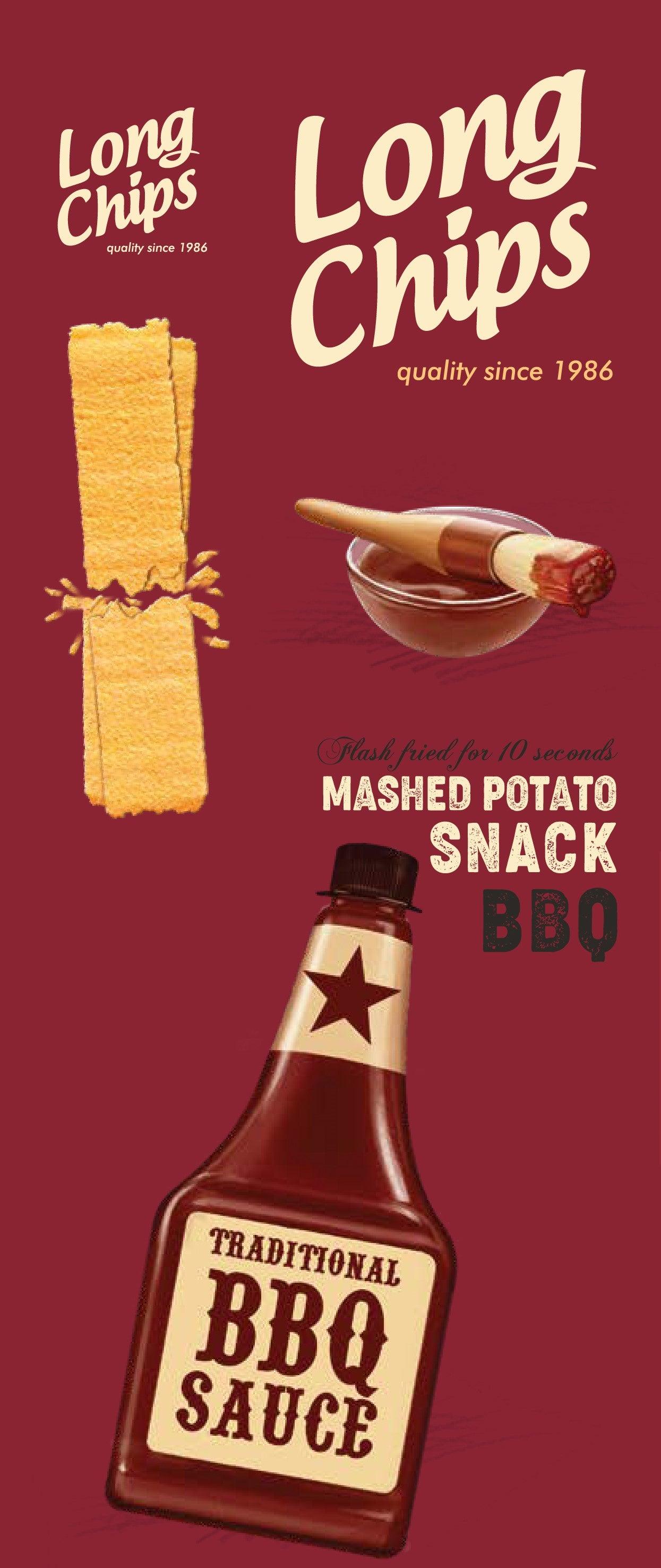 Long Chips Mashed Potato Snack BBQ Flavoured, 75g (Imported) - Remkart