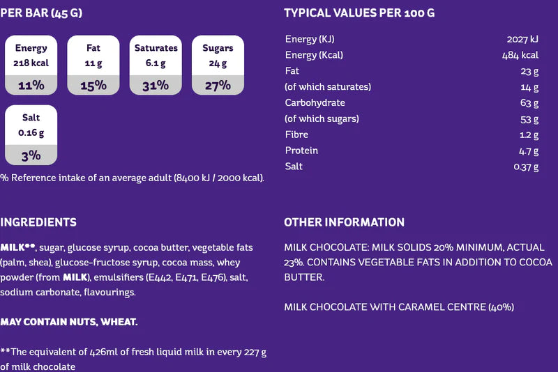 Cadbury Dairy Milk Caramel, 45g (Imported)