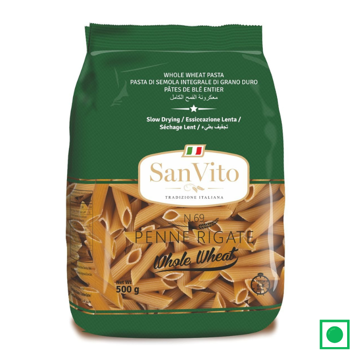 San vito Panne Rigate Whole Wheat Pasta Gourmet Pack, 500g - Remkart
