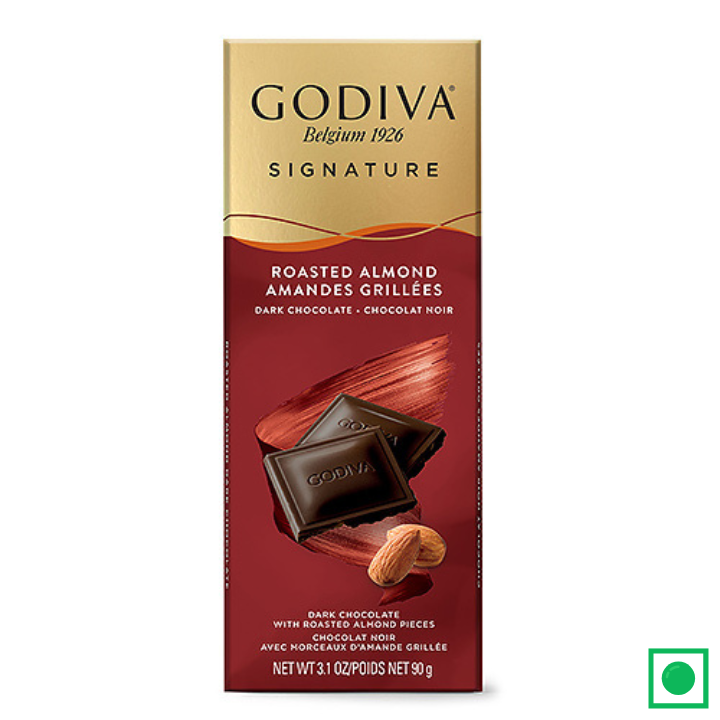 Godiva Signature Roasted Almond Dark Chocolate, 90g - Remkart