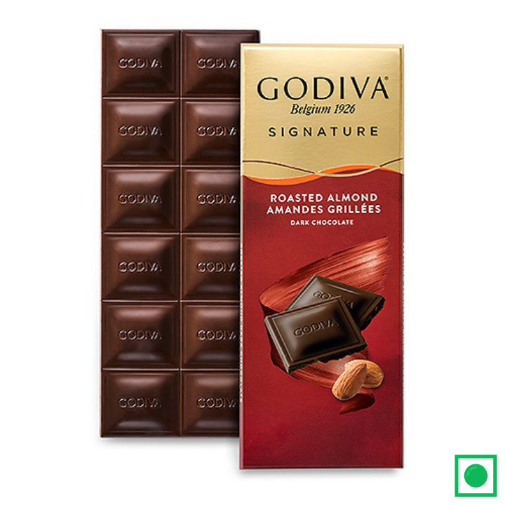 Godiva Signature Roasted Almond Dark Chocolate, 90g - Remkart
