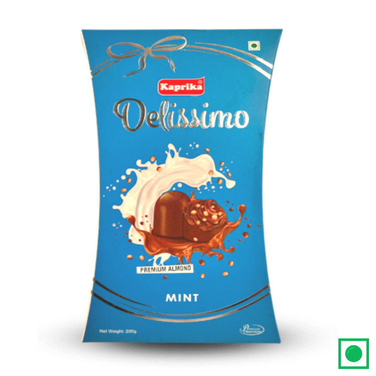 Kaprika Delissimo Premium Mint Chocolate with Almond Crumbs, 200g