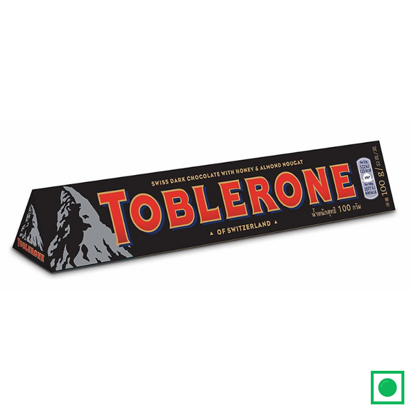Toblerone Swiss Dark Chocolate Bar Honey and Nougat, 100g (Imported)