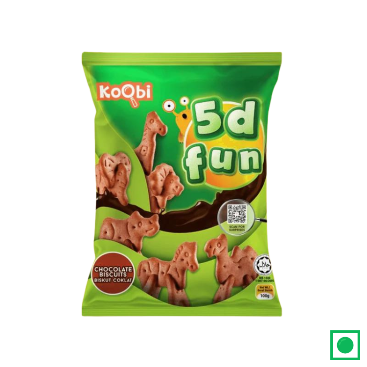Koobi 5D Fun Animal Shaped Chocolate Biscuits, 100g (Imported)