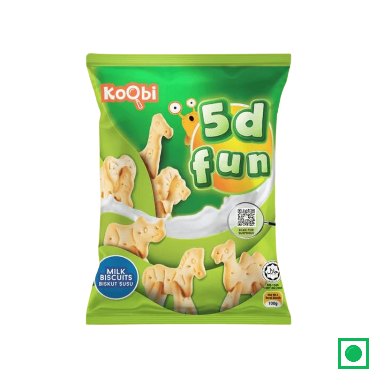 Koobi 5D Fun Animal Shaped Milk Biscuits, 100g (Imported)